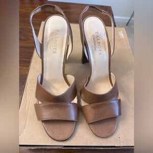 Talbots Leather Tan Sandal Heels